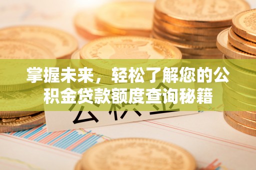 湟中掌握未来，轻松了解您的公积金贷款额度查询秘籍